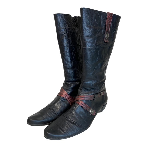 DorKing By Fluchos - Black leather Flat Dress/Biker Boot - 9 - Picture 2 of 12